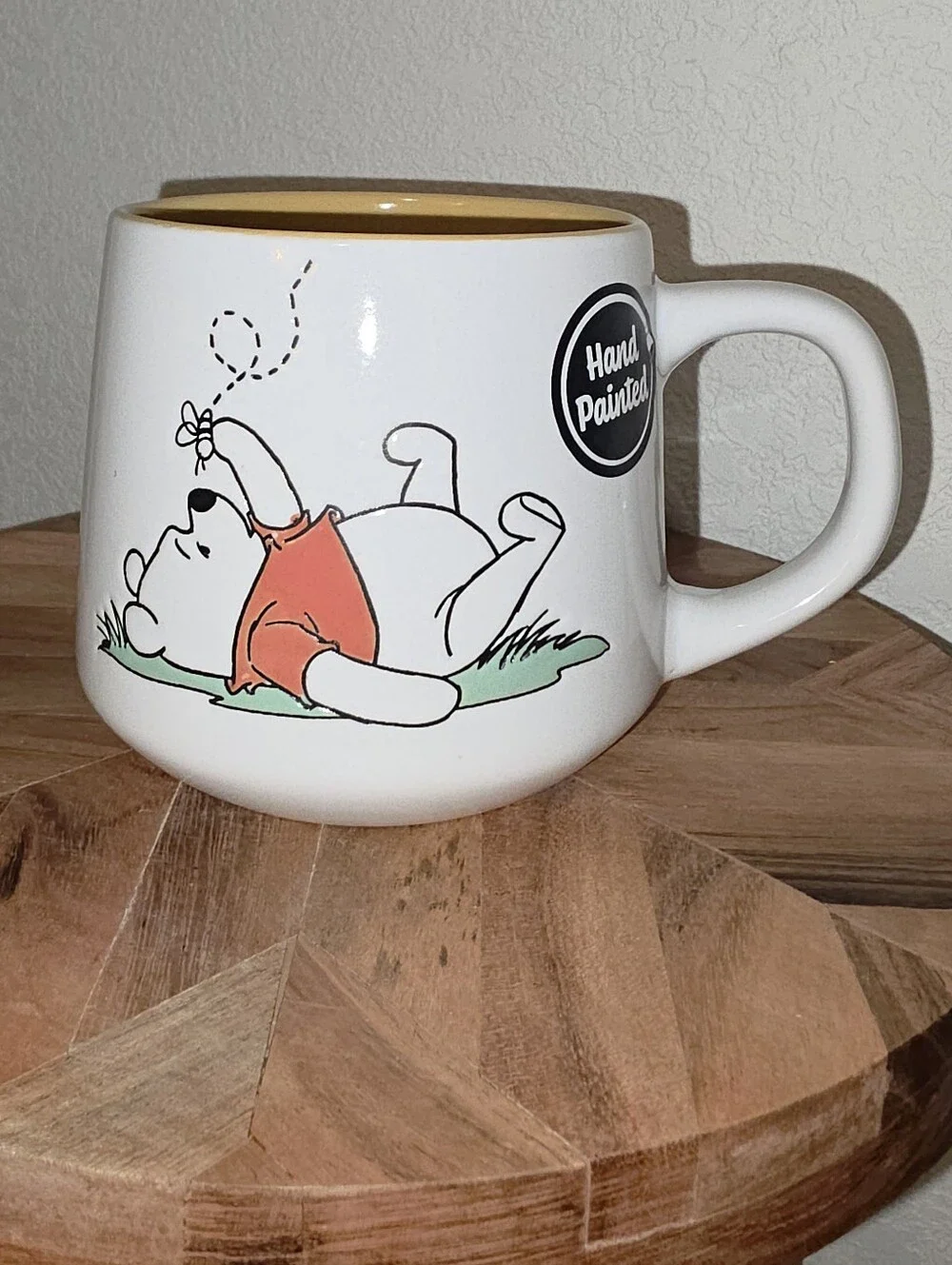 Disney Hand-Painted White and Yellow Winnie-the-Pooh Ceramic Mug, 18 Oz.